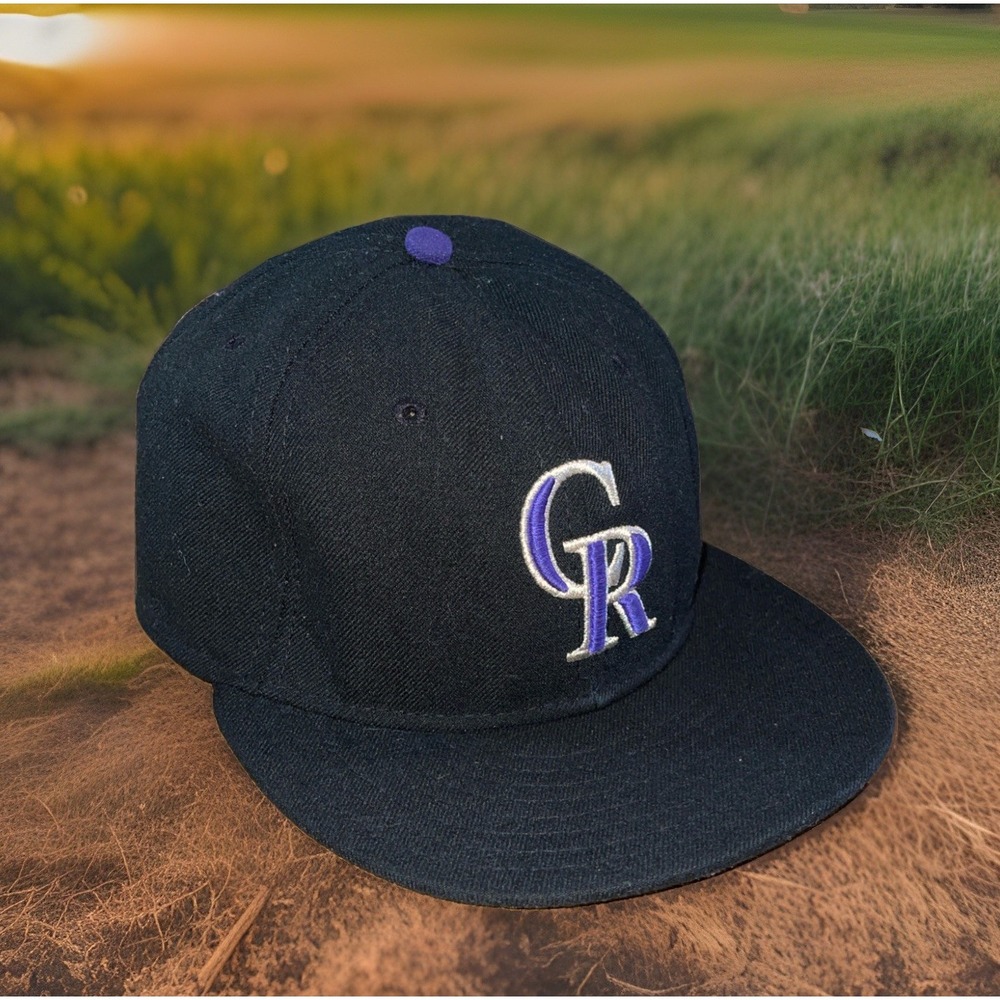 New Era 59 Fifty Colorado Rockies Cool Base Cap Black Size 7.5 Baseball